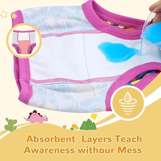 MooMoo Baby Cotton Potty Training Underwear 4 Packs Absorbent Training Pants for Boys and Girls 6T