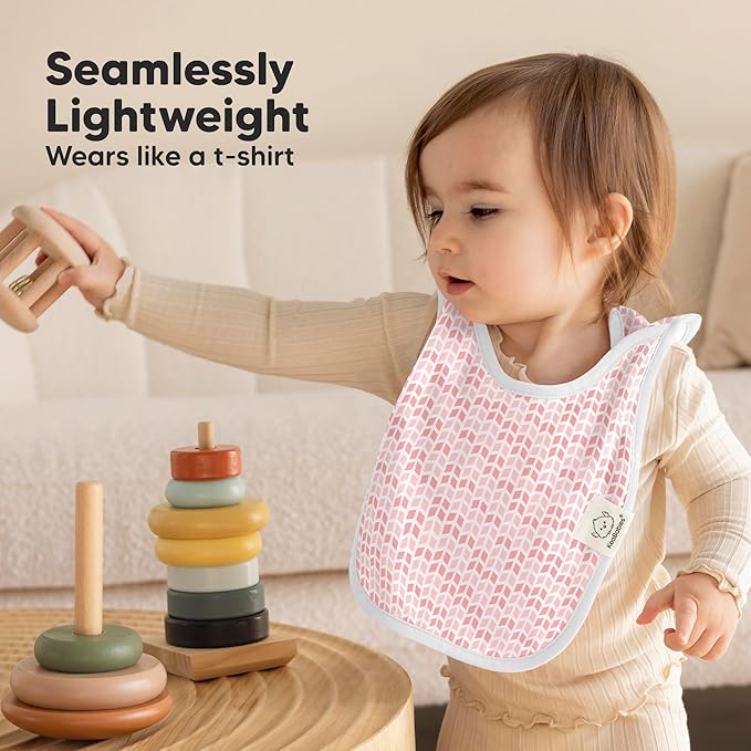 KeaBabies 8-Pack Bibs for Baby Girl, Boy - Pullover Large Baby Bibs for Drooling and Teething Infant, Newborn, Soft & Absorbent Organic Cotton, Long Torso Coverage Keep Toddler Clean & Dry (Blush)