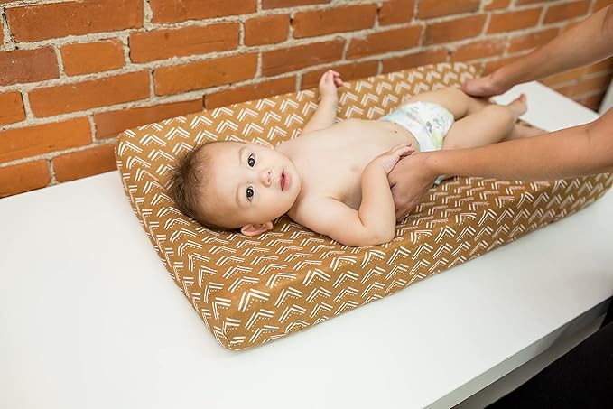 lulujo Baby Changing Pad Cover 100% Cotton Muslin Fitted Standard Size, 32 x 16 Inches, Mudcloth