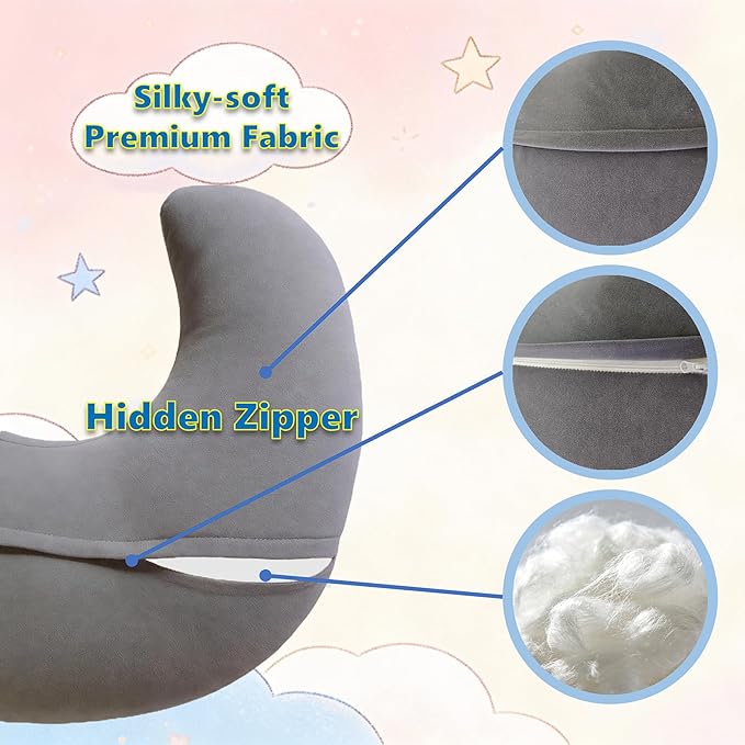 Nursing Pillow, U-Shaped Breastfeeding Support Cushion for Bottle & Breast Feeding (Gray)