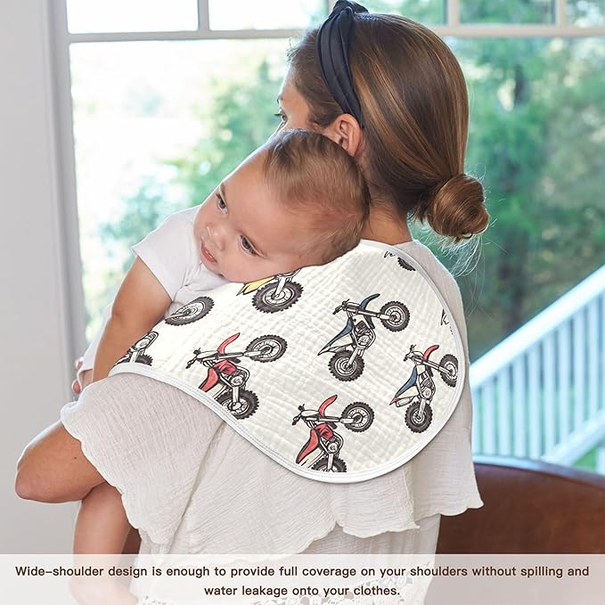 Motocross Dirt Bike Vintage Burp Cloths Baby Boys Girls Absorbent Soft Cotton Burping Cloths Rags 1 Pack