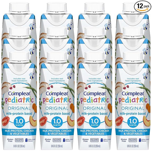Compleat Pediatric Original Pediatric Tube Feeding Formula Unflavored 8.45 oz Carton, 12 Count