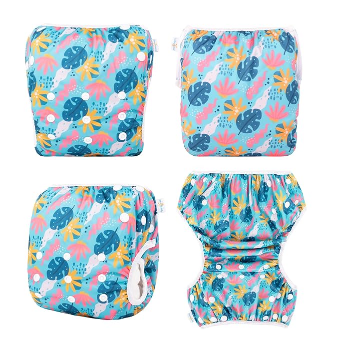 Babygoal Baby & Toddler Boys&Girls Swim Diapers, Reusable Adjustable Washable One Size Fits 6M-3T Gifts and Swimming Lessons 3 Pack 3ZSD26