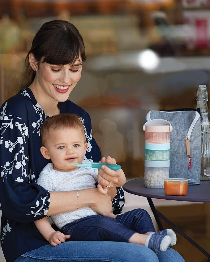 Skip Hop Baby Easy-Pack Feeding Travel Essentials 6 Piece Set Soft Teal 6m+