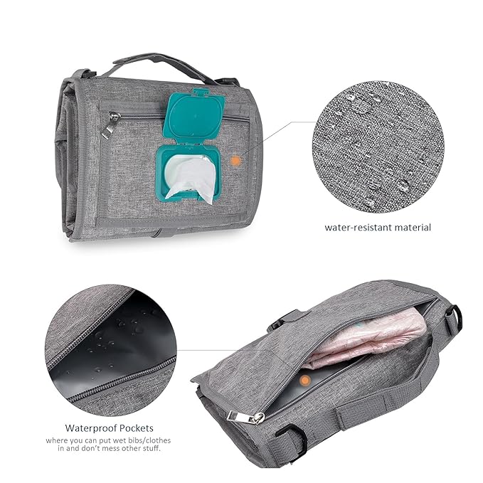 Baby Changing mat, Portable Nappy Changing mat Detachable Waterproof Foldable Travel Changing Mat with Storage Pockets, Shower Gifts (Size:55 * 78cm)