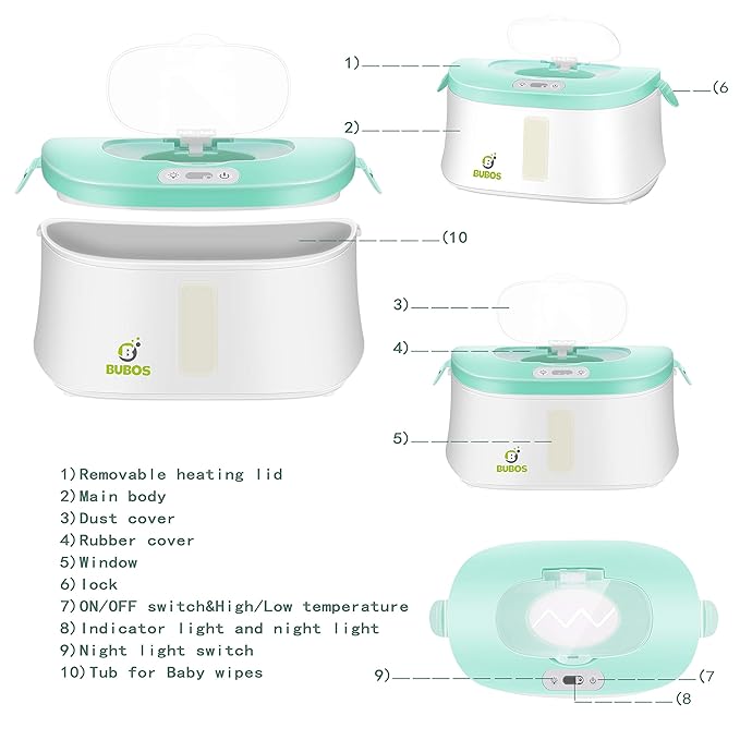 Bubos Upgraded Baby Wipe Warmer and Wet Wipes Dispenser with Advanced LED Night Light