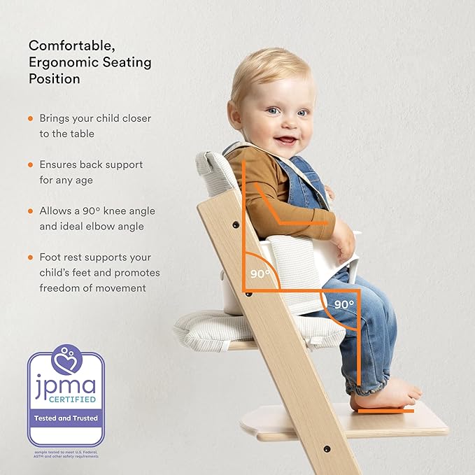 Stokke Tripp Trapp High Chair and Cushion with Tray - Storm Grey with Nordic Grey - Adjustable, Convertible, All-in-One High Chair for Babies & Toddlers