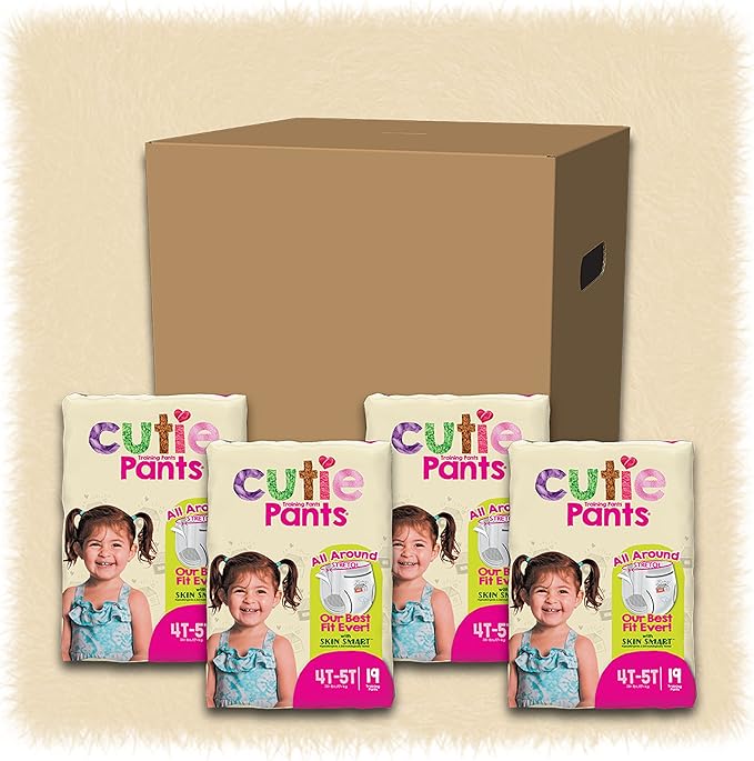 Cuties Toddler Training Pants for Girls, Size 4T-5T, 76 Count
