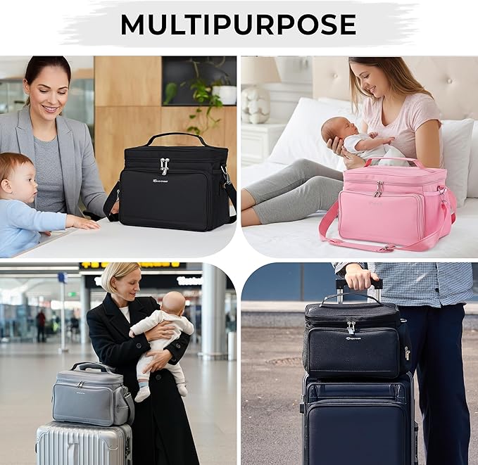 Breast Pump Bag Fit for Spectra S1 and S2, Wearable Breast Pump Bags with Milk Pack, Pumping Bag with Waterproof Mat for Pump Accessories, Bottle Bags for Travel and Family, Pink