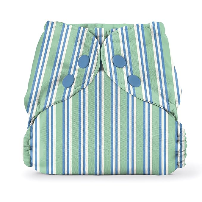 Esembly Cloth Diaper Cover - Reusable Swim Diaper, Waterproof, Breathable - Adjustable Outer Layer Over Absorbent Inner for Blowout Protection - Sunday Stripe, Size 1 (7-17lbs)