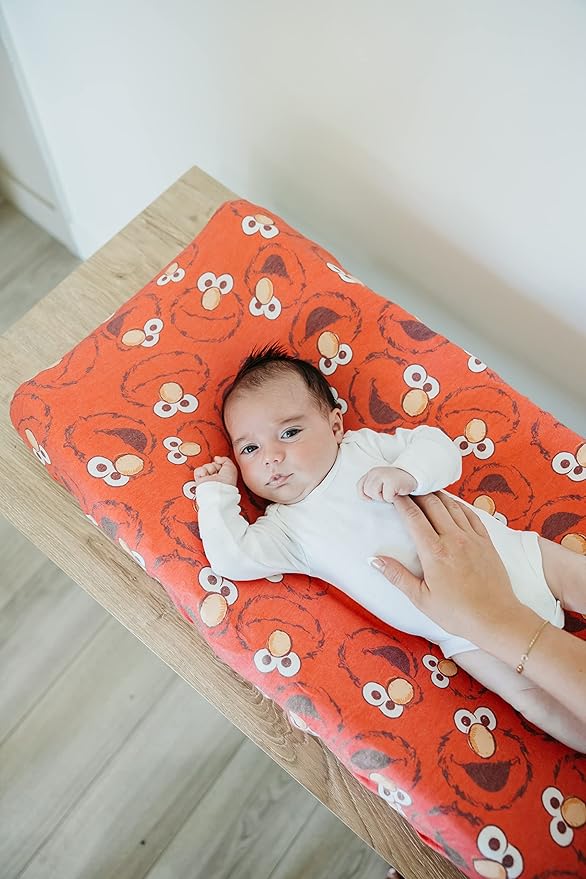 Copper Pearl Premium Knit Changing Pad Cover Soft, Stylish, and Universal Fit for All Standard Diaper Changing Pads, Trendy Design Changing Pad Covers, Elmo