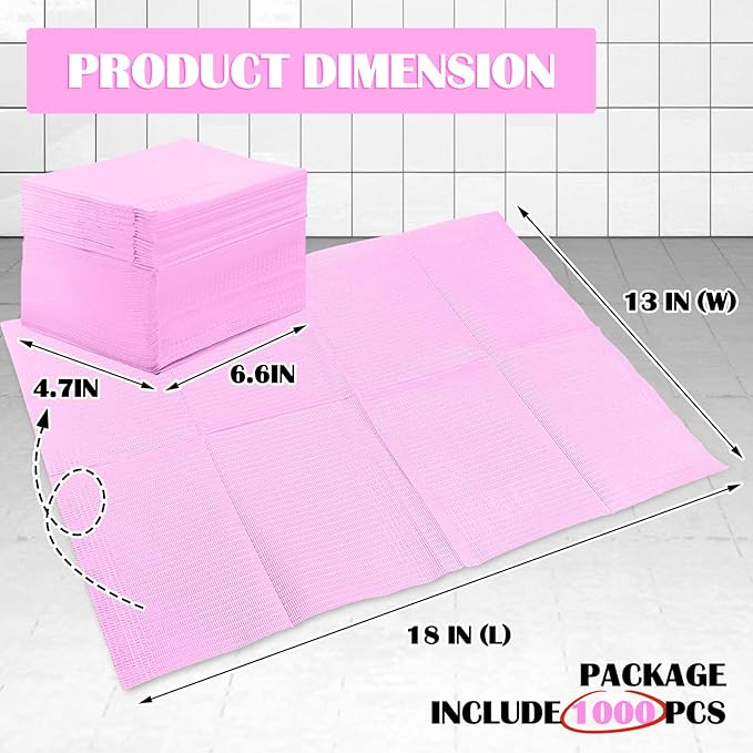 Mixweer 1000 Pcs Baby Disposable Changing Pads 13 x 18 Inch Quick Absorb Pink Diaper Changing Table Pads Sanitary Liners Soft Waterproof for Baby Child Adult Pets Travel Change Stations