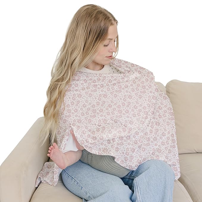 Sorrel + Fern Nursing Cover Up for Breastfeeding - Breathable Breastfeeding Cover with Removable Arch Neckline for Women - Breast Feeding Covers for Women (Blush)