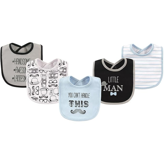 Hudson Baby Unisex Baby Cotton Bibs, Mustache, One Size