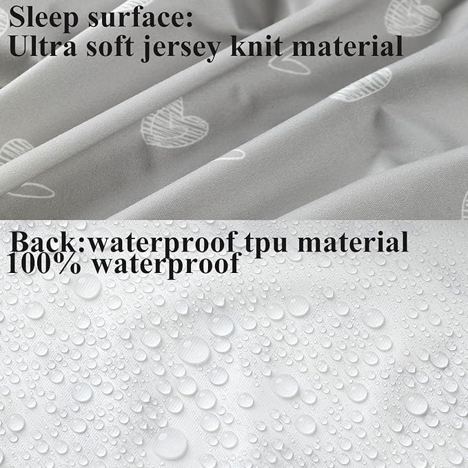 Waterproof Changing Pad Cover Set 2 Pack Stretch Jersey Knit Super Soft Grey Love & Stars