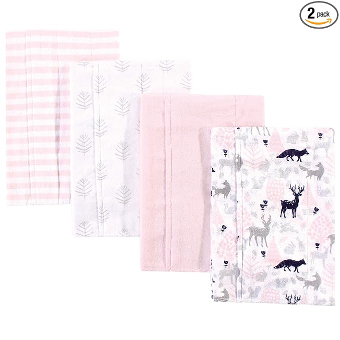 Hudson Baby Unisex Baby Cotton Flannel Burp Cloths, Linocut Woodland Girl, One Size