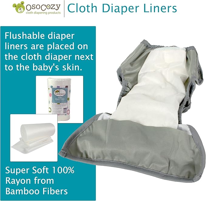 OsoCozy Flushable Diaper Liners - Make Cloth Diapering Convenient with Easy, Quick, Cloth Diaper Liners - Super Soft and Gentle on Baby’s Skin