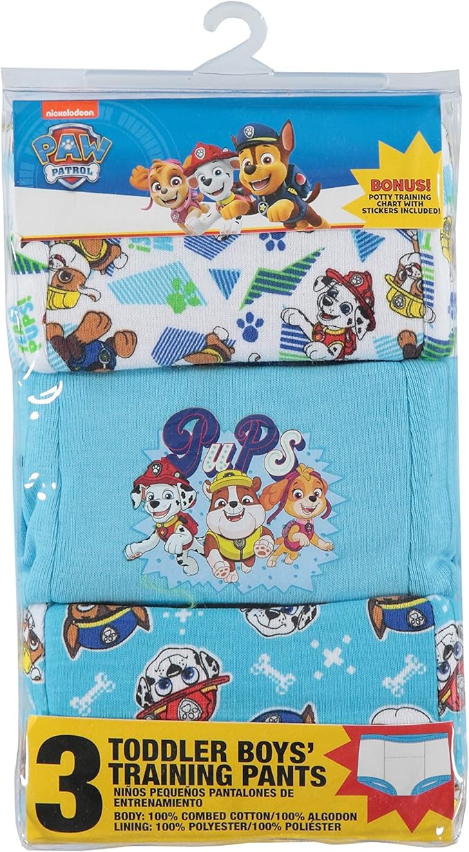 Paw Patrol Boys' Toddler Potty Training Pants With Chase, Skye & More With Success Chart & Stickers Size 18, 2t, 3t, 4t