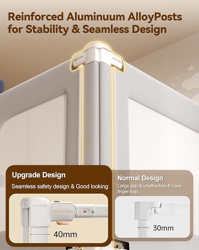 Baby Bed Rail Guard for Toddlers, Reinforced 54in Toddler Bed Rails for Full Bed with Height Adjustable, Extral Tall Child Safety Side Railing Guards/Bedrail for Kids, Grey Bear, 1 Side 54" Lx28 H