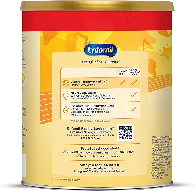 Enfamil NeuroPro Baby Formula, Brain Building Duo DHA & MFGM, Exclusive Immune Supporting HuMO6 Blend, Powder Infant Formula, Baby Milk, 28.3 Oz , Pack of 4