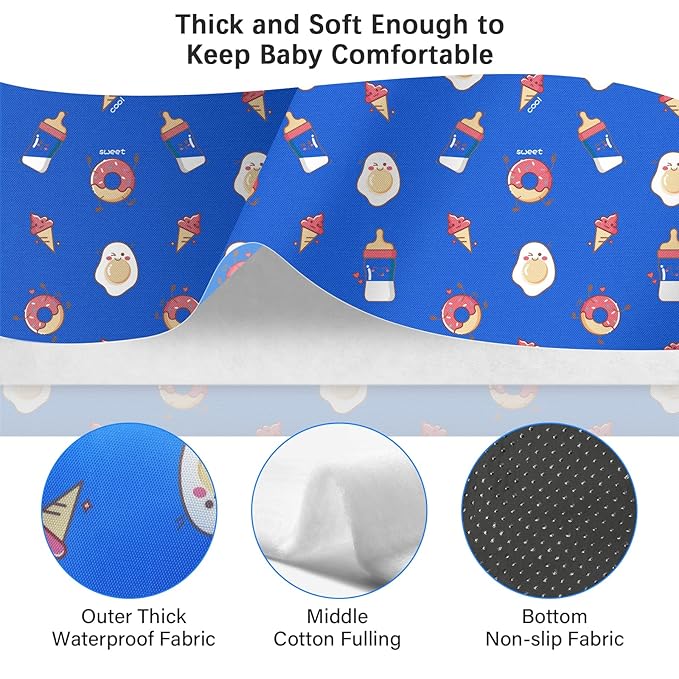 Baby High Chair Cover Restaurant with 3-Point Harness,Portable High Chair Covers for Travel,Dining Out,Waterproof and Machine Washable,Inner Padded,Fits Wooden High Chairs,Blue