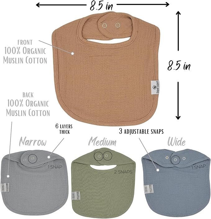 DiaperSquad's 100% Organic Cotton Baby Drool Bibs, Super Absorbent & Adjustable Baby Bibs for Drooling and Teething