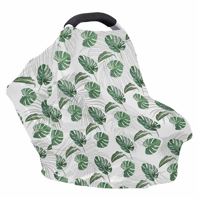 LedBack Baby Car Seat Cover for Babies, Banana Leaf Pattern Car Seat Breastfeeding Cover for Boys Girls Breathable Baby Carseat Canopy