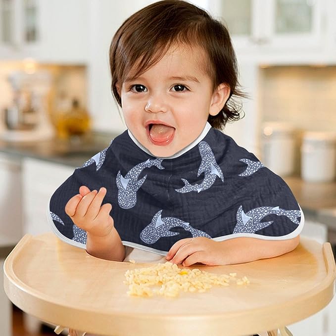 Sea Whale Sharks Burp Cloths Baby Boys Girls Absorbent Soft Cotton Burping Cloths Rags 1 Pack