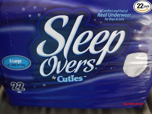 SleepOvers X-Large 22 Count Unisex-Kids Incontinence Protector, Soft, Smooth Side Panels, Dual Leg Cuffs, Leakage Protection