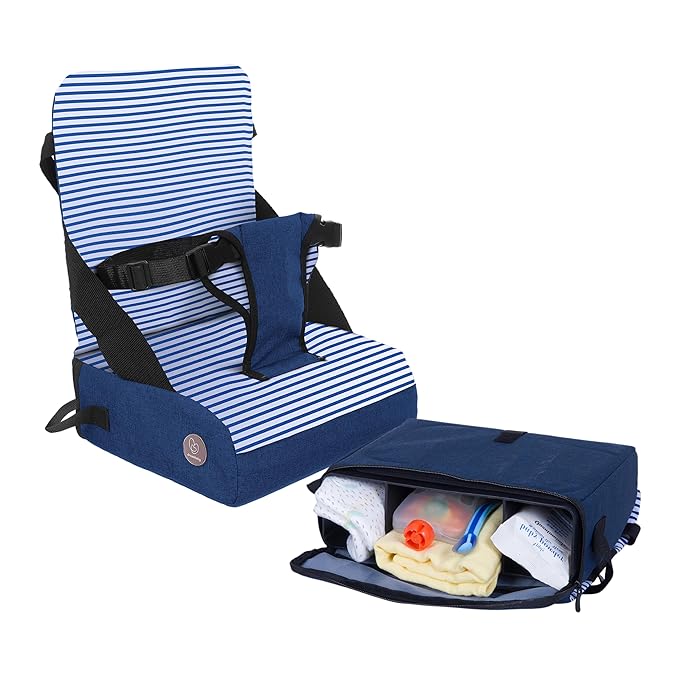 Dreambaby Grab ‘N Go Travel Booster Seat – Portable Toddler High Chair for Dining (6M-3Y) with Storage & Shoulder Strap