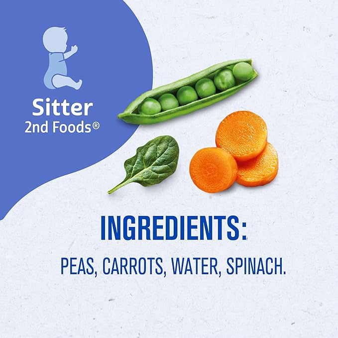 Gerber Stage 2 Baby Food, Pea Carrot Spinach Puree Tubs, Baby Puree, 16PK