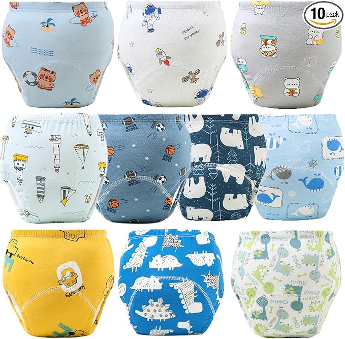 Upairy Training Pants Potty Training Underwear for Boys Girls,Toddler Potty Pants for 2T-6T,Soft Absorbent & Leak-Proof with Characters, 100% Cotton Washable (10PCS,L)