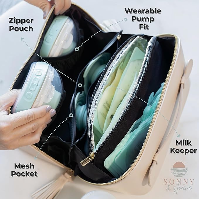Sonny & Sloane Wearable Breast Pump Bag with Removable Cooler – Clearance Price – Compatible with Wearable Breast Pumps, Portable Pumping Bag with Room for Accessories