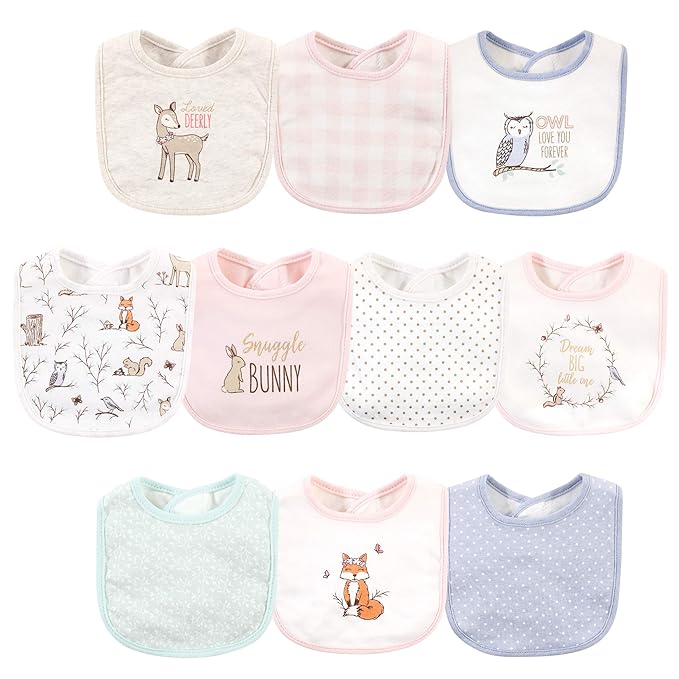 Hudson Baby Unisex Baby Cotton Bibs, Enchanted Forest, One Size