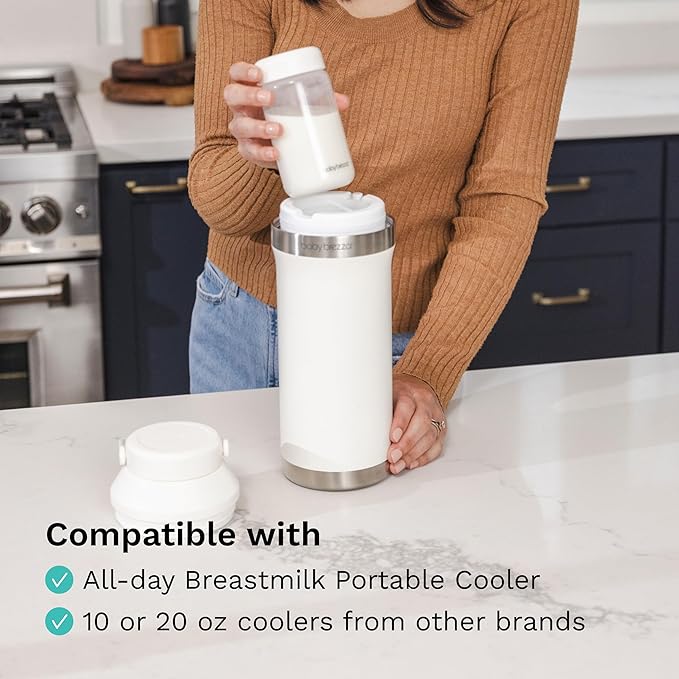 Baby Brezza Replacement Breastmilk Cooler Storage Bottles, Plastic, 10 oz, 4-Pack