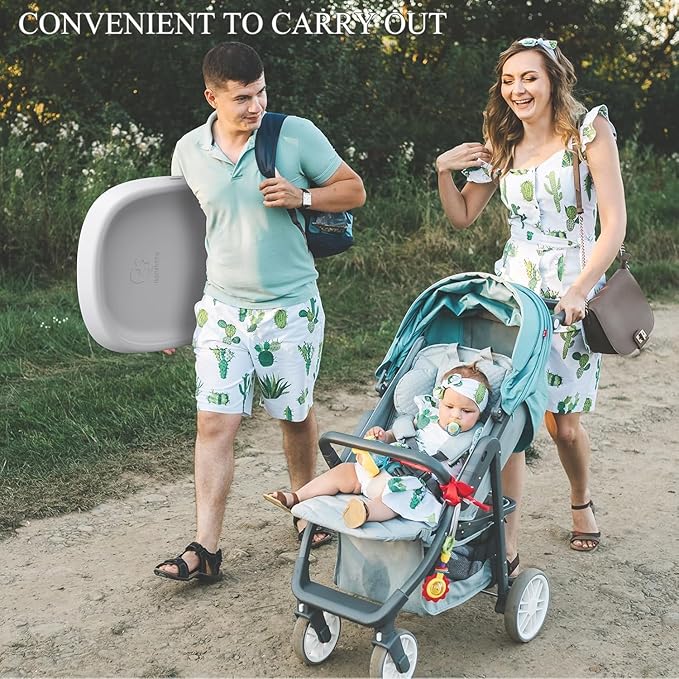 Bellababy Baby Changing Pad, Waterproof & Non-Slip, Soft, Easy to Clean, Lightweight, Portable, Polyurethane (PU), 27.6 * 19.2 * 2.9, Gray