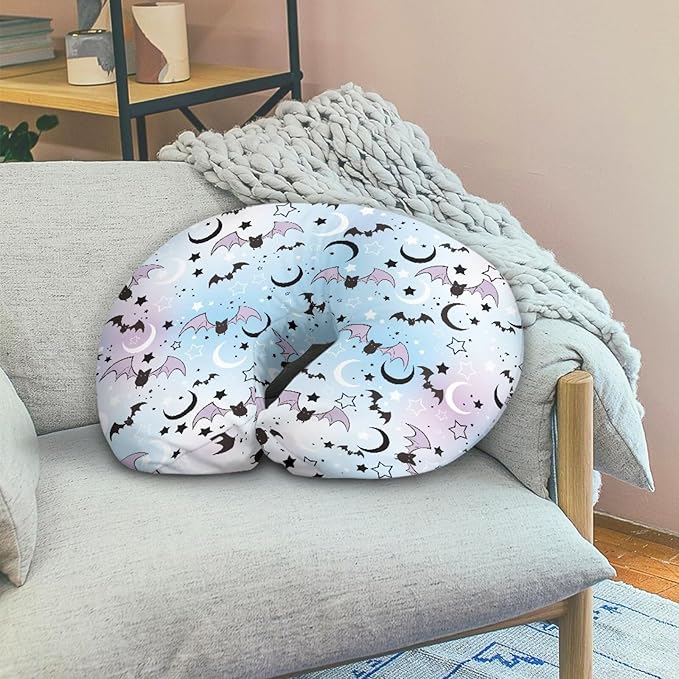 Bats Moon Baby Nursing Pillow Cover Breathable Durable Neutral Breastfeeding Pillow Cover with Hidden Zipper Soft Nursing Pillow Case for Halloween (22"x18"x6")