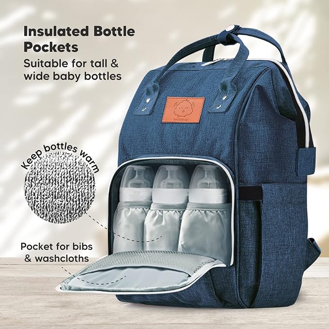KeaBabies Diaper Bag Backpack and Portable Diaper Changing Pad - Waterproof Multi Function Baby Travel Bags - Waterproof Foldable Baby Changing Mat - Diaper Changing Station - Travel Diaper Change Pad