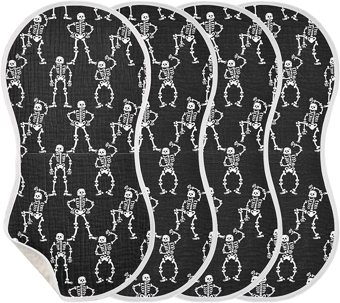 vvfelixl Halloween Skeletons Burp Cloths for Baby Boy Girls Baby Washcloths Burp Rags 1 Pack