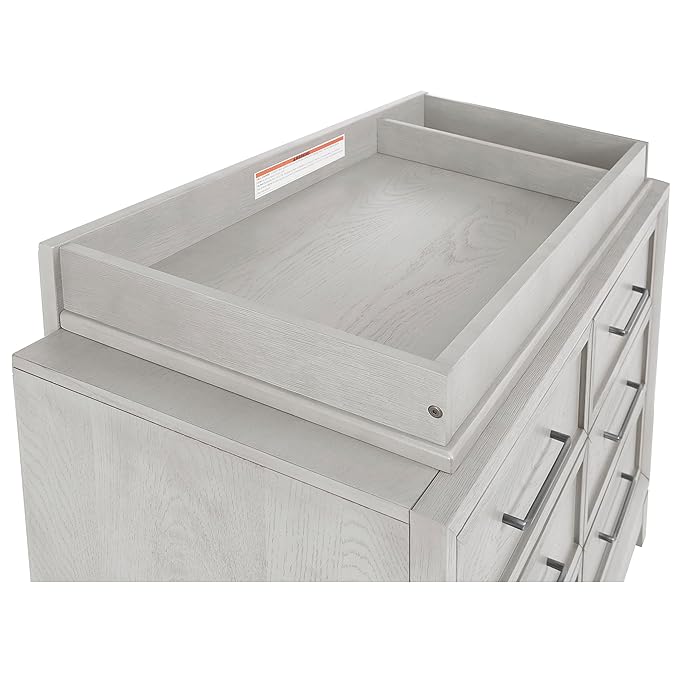 Evolur Mini Changing Tray in Porcini – Solid Wood Dresser Changing Station with Safety Brackets and Storage Compartments – Converts Dresser into Baby Changing Topper, Easy Assembly, ASTM Certified