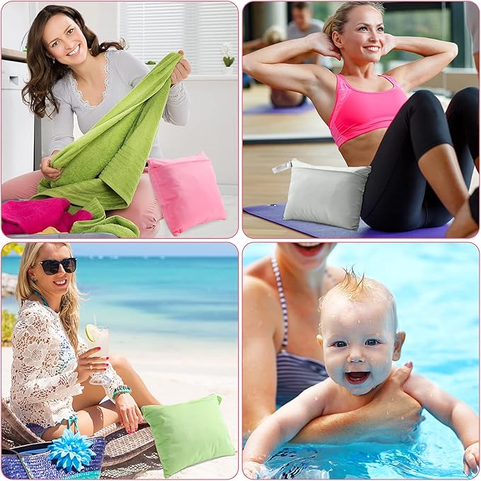 Shappy 4 Pieces Wet Dry Bag for Baby Cloth Diapers Wet Diaper Bag Washable Travel Bags Reusable with 2 Pockets for Pool Yoga Gym Travel Beach Swimwear Clothes(Green& Black)