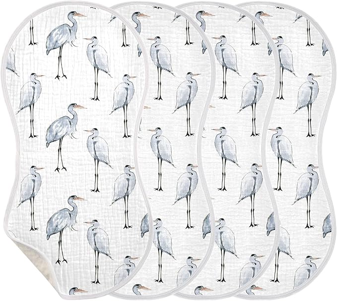 vvfelixl Muslin Burp Cloths Watercolor Heron Baby Washcloths for Baby Girl Boys 2 Pack