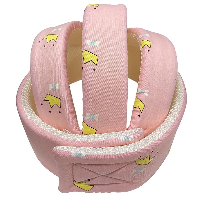 Baby Helmet Toddler Children Headguard Infant Head Cushion Protective Harnesses Cap Soft Adjustable Kid Hat Head Protector (Crown Pink)