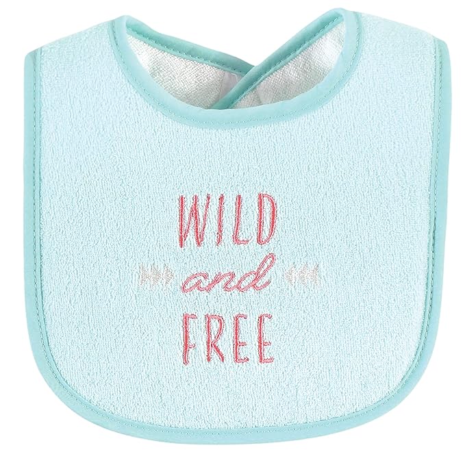 Hudson Baby Unisex Baby Cotton Terry Drooler Bibs with Fiber Filling, Girl Woodland, One Size