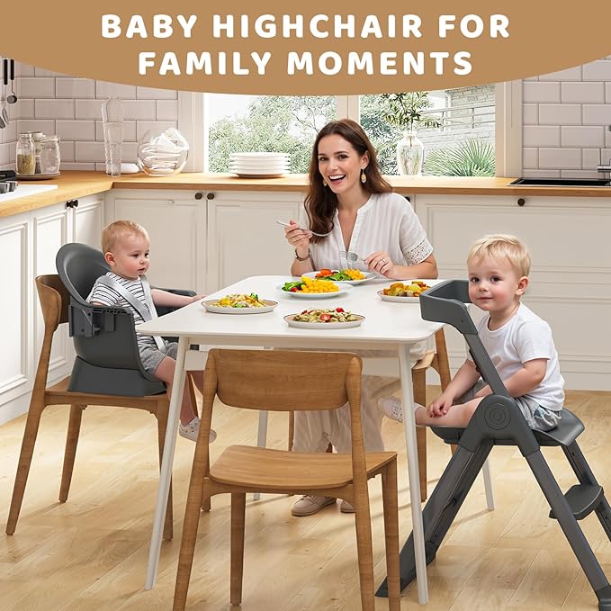 6 in 1 Convertible Baby HighChairs & Step Stool, Foldable High Chairs for Babies and Toddlers, Portable Booster Seat for Dining, Folding Toddler Tower for Kitchen