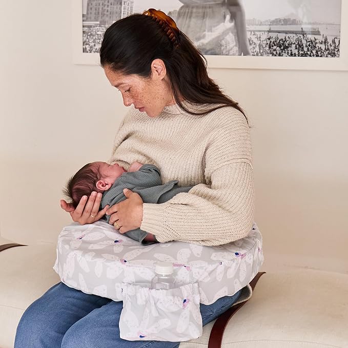 My Brest Friend Original Nursing Pillow Cover - Slipcovers for Baby - Adjustable Fit, Easy Care, Durable - Original Nursing Pillow Not Included, Platinum Posies