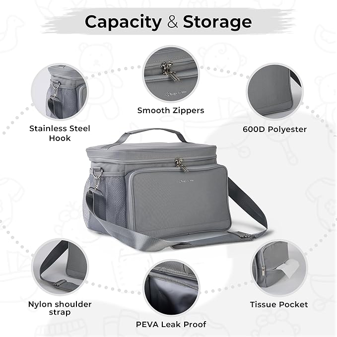 Breast Pump Bag Fit for Spectra S1 and S2, Wearable Breast Pump Bags with Milk Pack, Pumping Bag with Waterproof Mat for Pump Accessories, Bottle Bags for Travel and Family, Gray