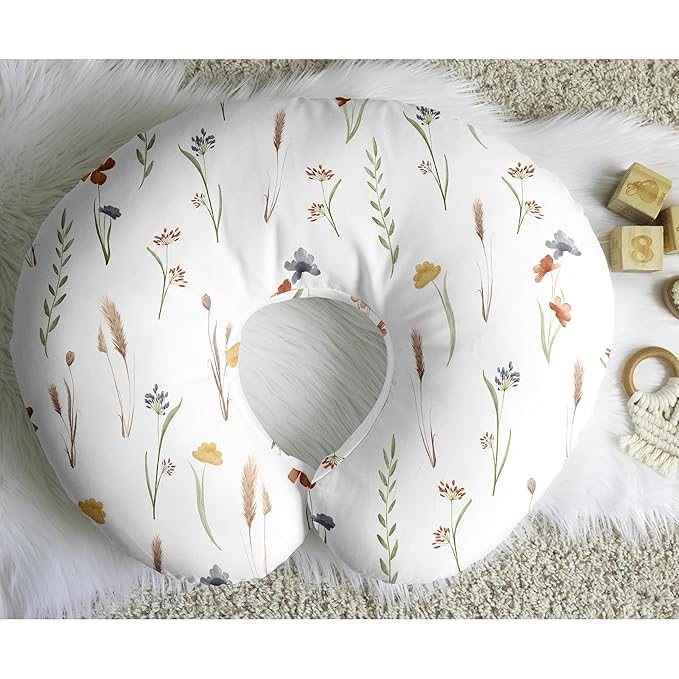 Sweet Jojo Designs Boho Floral Garden Flower Girl Nursing Pillow Cover Baby Breastfeeding Slipcover Infant Newborn Nursery Bottle Breast Feeding Pillowcase Pillow NOT Included Watercolor Bohemian Chic