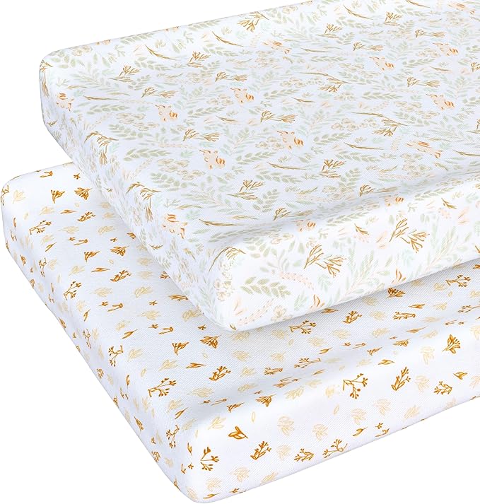 Baby Changing Pad Cover Boy, 100% Cotton Changing Table Sheets, 2 Pack Changing Table Covers, 32"x16" x 8" Diaper Changing Pad Cover Boy, Oeko-TEX Certified (Woodland Green Changing PadCover)