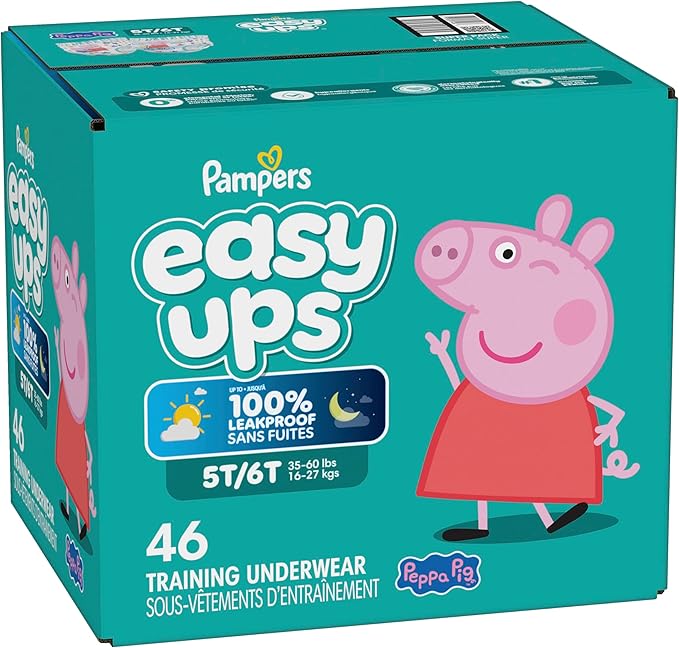 Pampers Training Pants - Easy Ups Girls & Boys - Size 5T-6T, 46 Count, Peppa Pig Potty Underwear (Packaging May Vary)